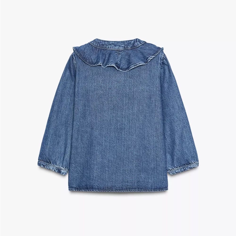 Zara Denim Ruffle Shirt - Picture 9 of 11